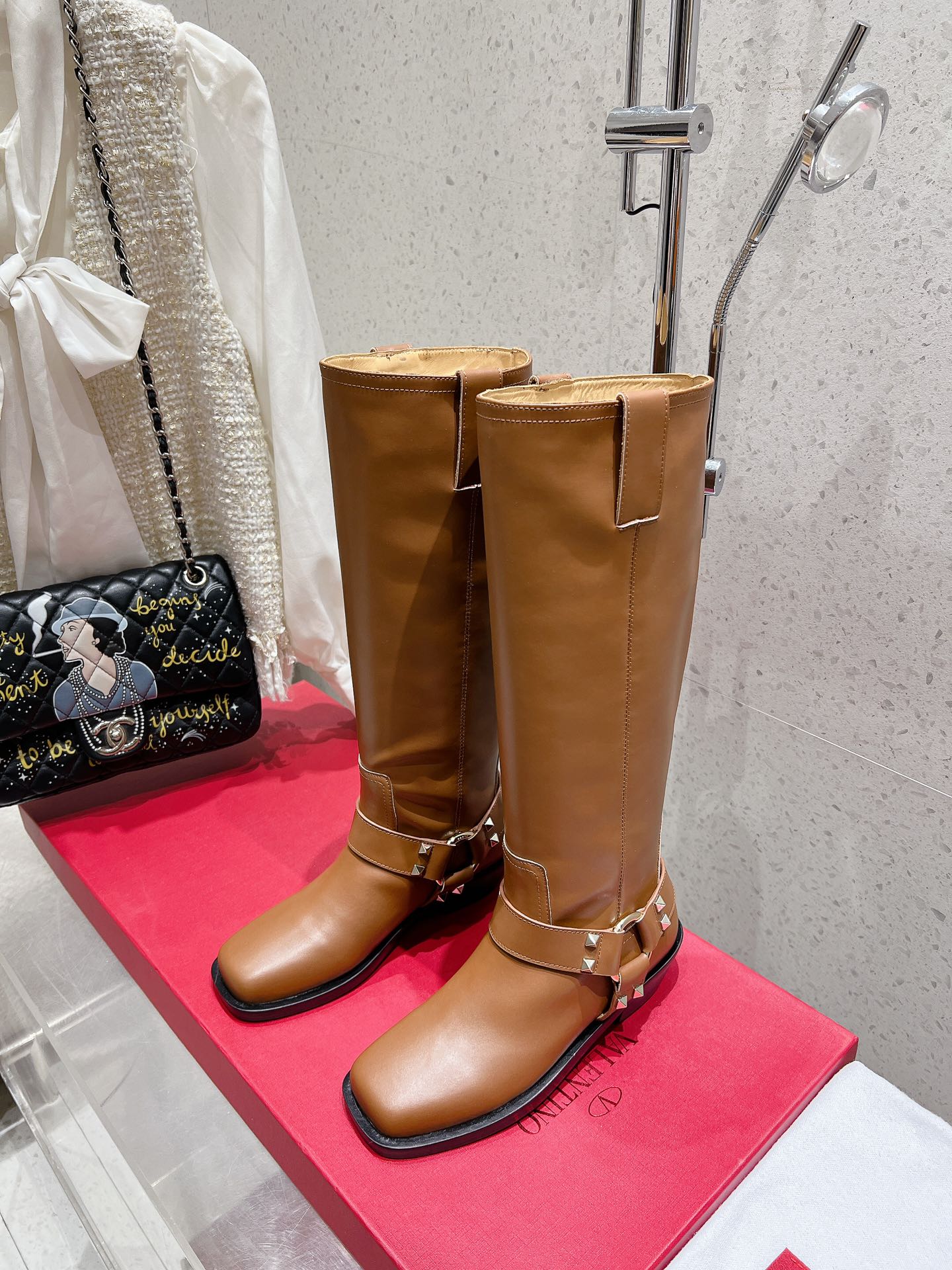 VALENTINO 25S KNEE-HIGH BOOTS IN BROWN CALFSKIN STYLE 2 - 35