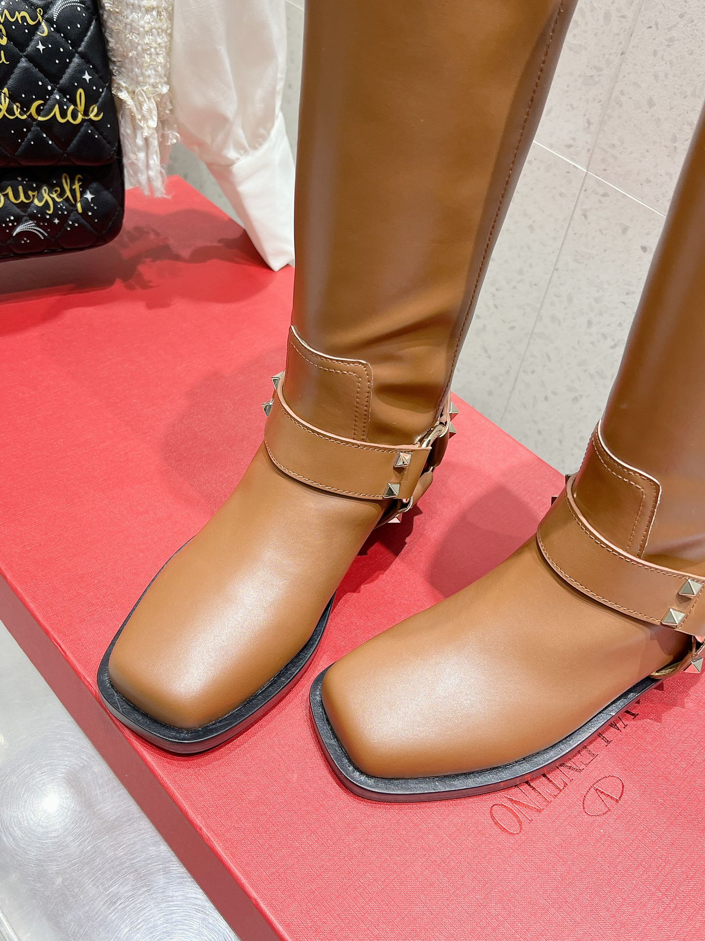 VALENTINO 25S KNEE-HIGH BOOTS IN BROWN CALFSKIN STYLE 2 - 35