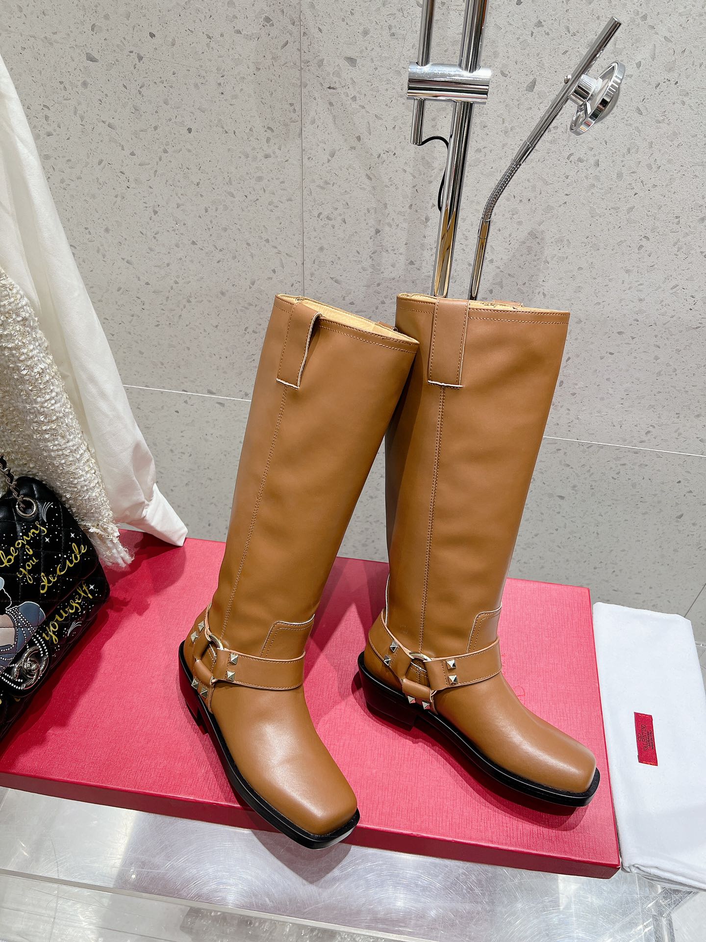 VALENTINO 25S KNEE-HIGH BOOTS IN BROWN CALFSKIN STYLE 2 - 35
