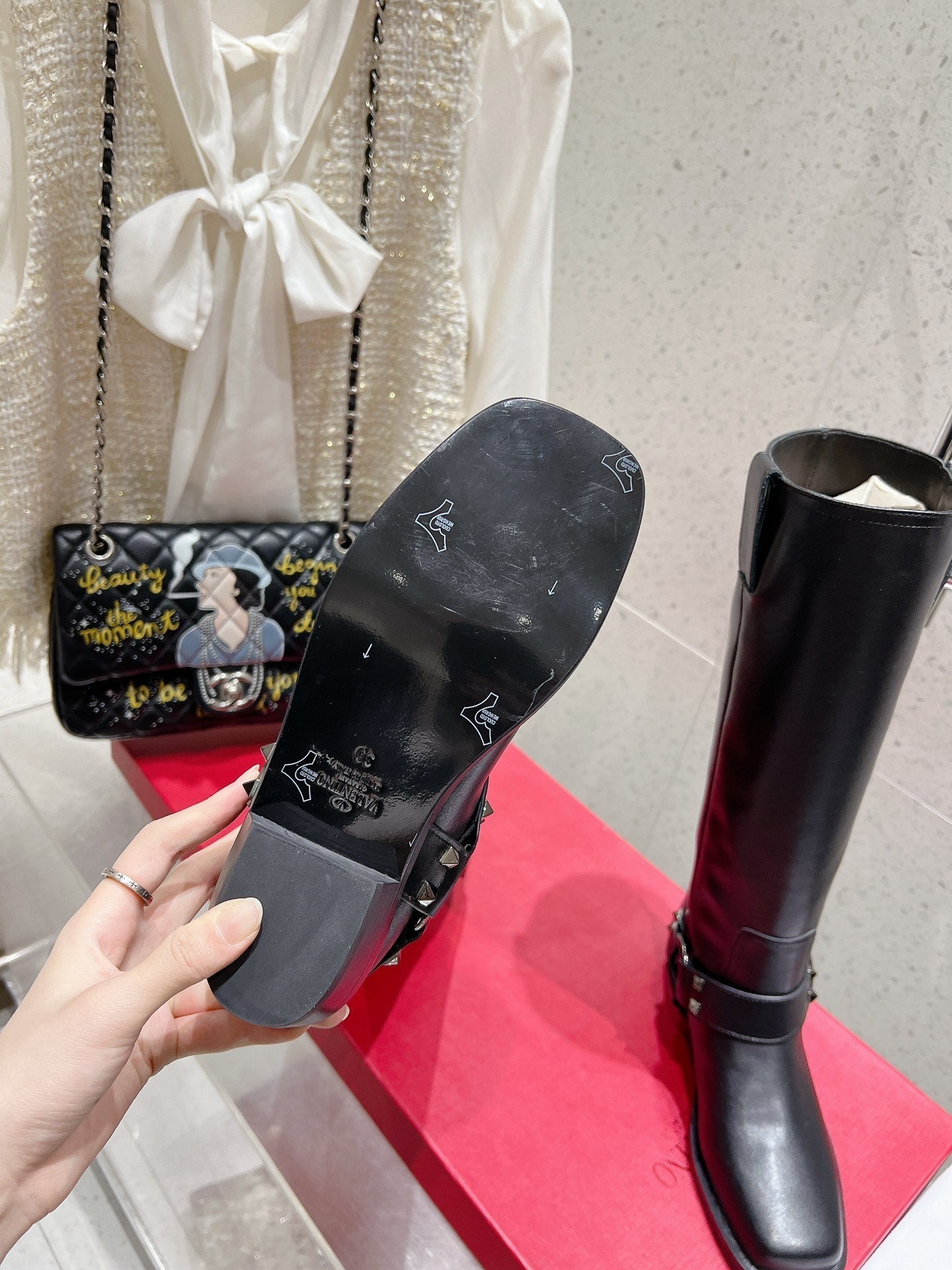 VALENTINO 25S KNEE-HIGH BOOTS IN BLACK CALFSKIN STYLE 1 - 35
