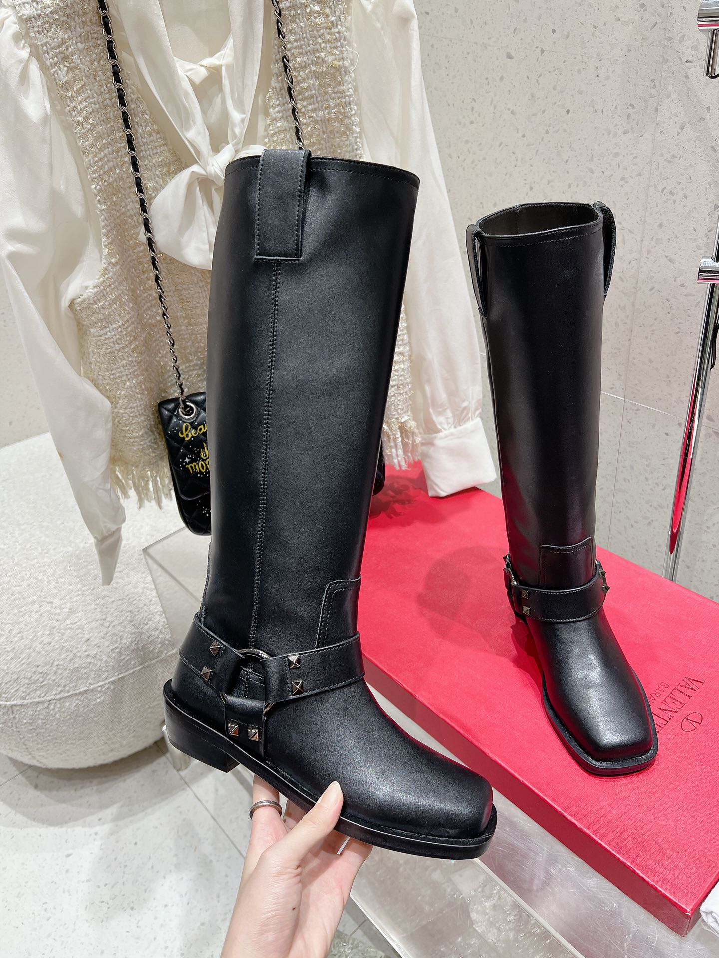 VALENTINO 25S KNEE-HIGH BOOTS IN BLACK CALFSKIN STYLE 1 - 35