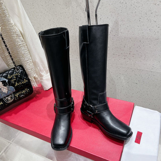 VALENTINO 25S KNEE-HIGH BOOTS IN BLACK CALFSKIN STYLE 1 - 35