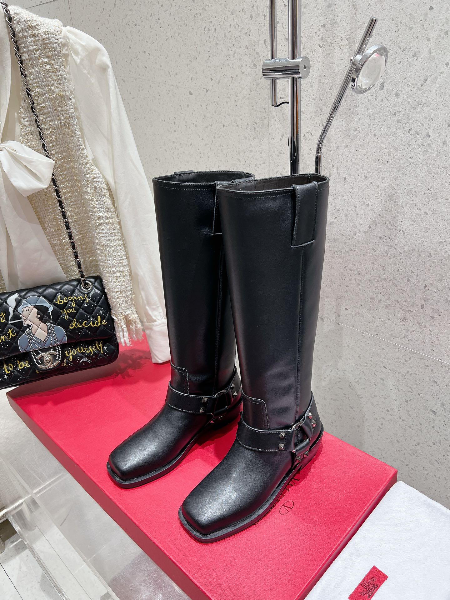 VALENTINO 25S KNEE-HIGH BOOTS IN BLACK CALFSKIN STYLE 1 - 35