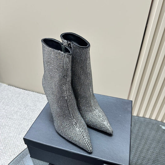 SL OPYUM GLITTER HEELED BOOT BLACK CALFSKIN - 35
