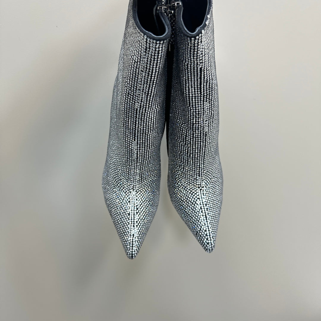 SL OPYUM GLITTER HEELED BOOT BLACK CALFSKIN - 35