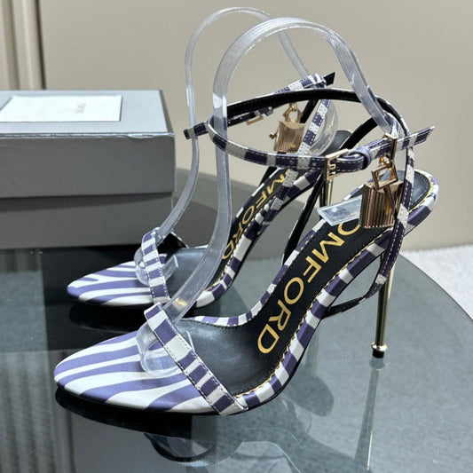 БОСОНІЖКИ NAKED SANDAL З ЗАМКОМ І ГОСТРИМ НОСОМ, 10 СМ, БІЛИЙ МІКС ІРИСОВО-ФІОЛЕТОВА ТЕЛЯЧА ШКІРА