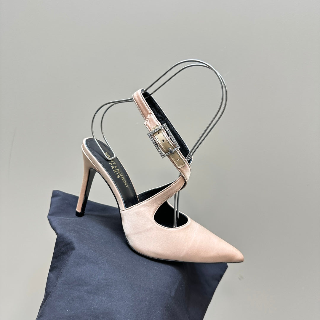 SL CROSS-STRAP SLINGBACK PINK NUDE SATIN - 35