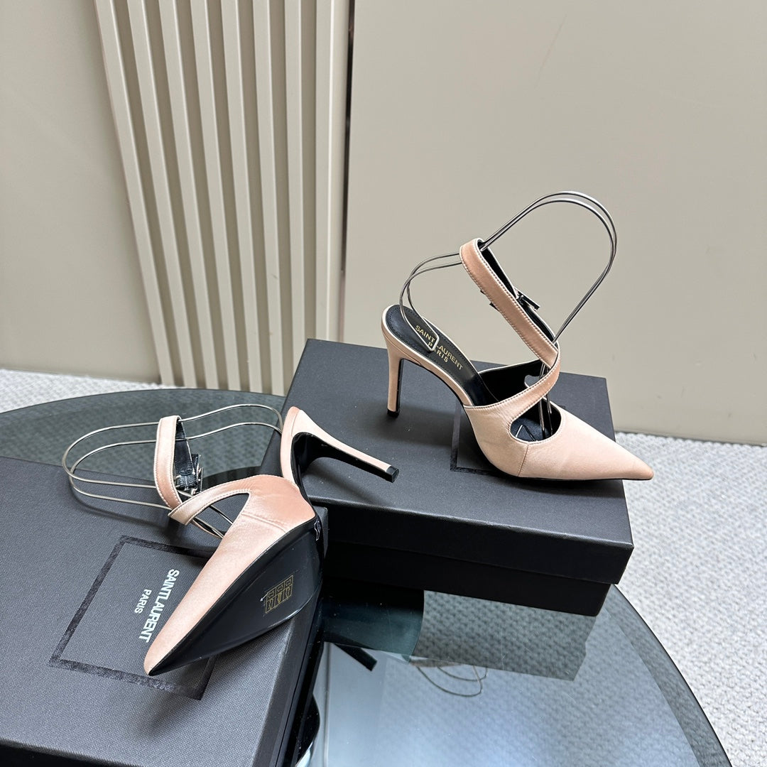 SL CROSS-STRAP SLINGBACK PINK NUDE SATIN - 35