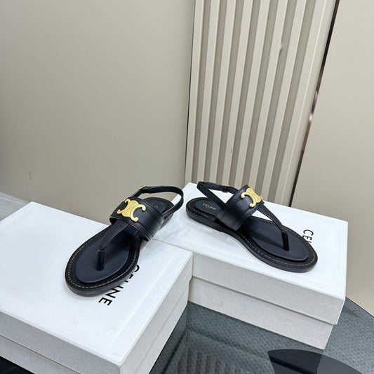 LYMPIA TRIOMPHE THONG IN CALFSKIN BLACK - 35
