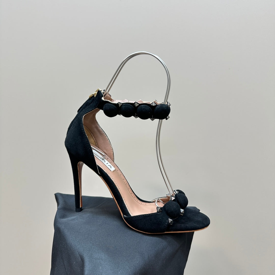 ALAIA HIGH HEEL SANDAL 10 CM IN BLACK SUEDE - 35