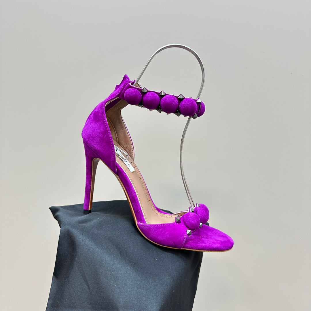 ALAIA HIGH HEEL SANDAL 10 CM IN MAGENTA PINK SUEDE - 35