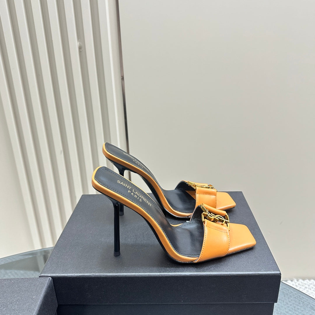 SL BABYLONE SLIDE PUMPS 115 MERIGOLD CALFSKIN - 35