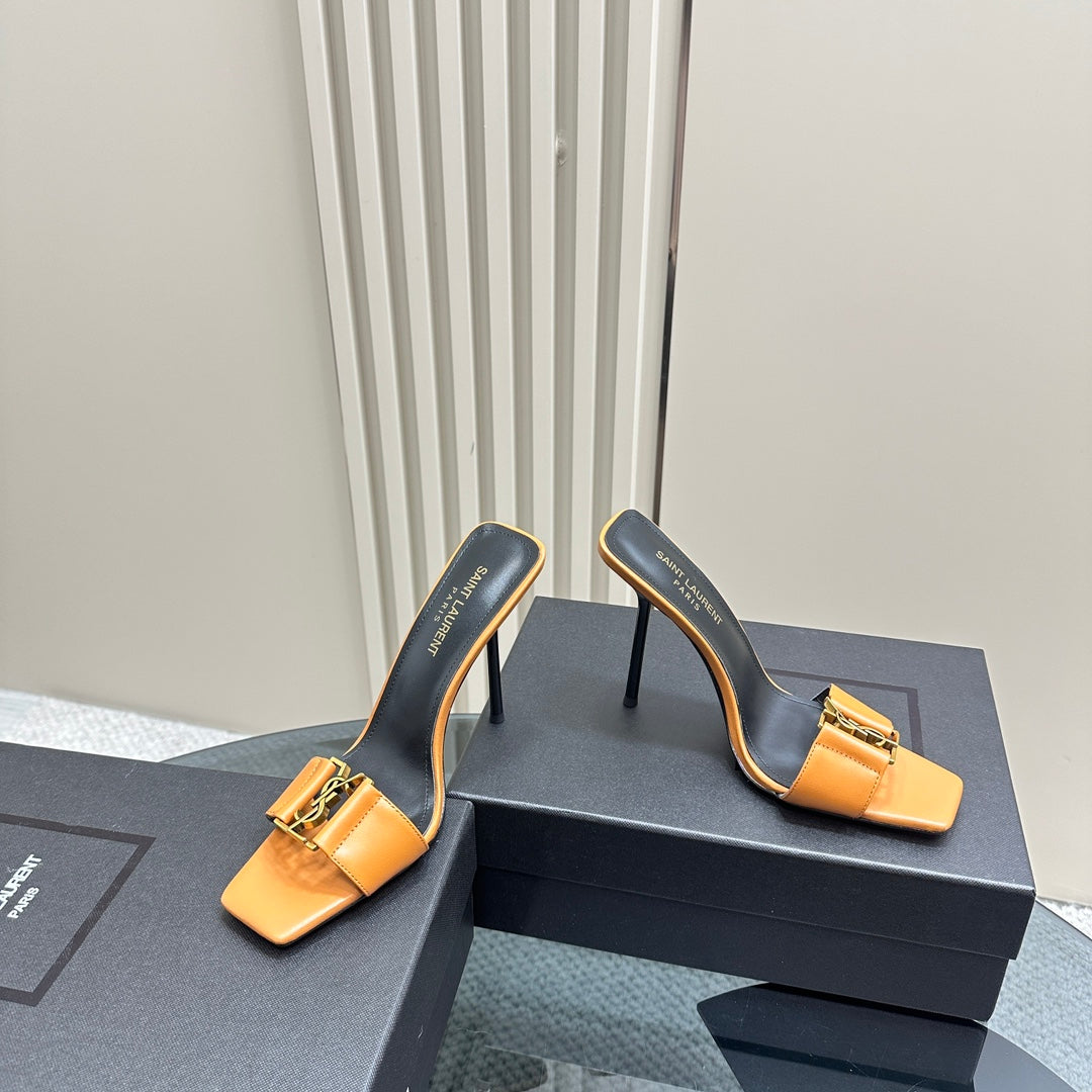 SL BABYLONE SLIDE PUMPS 115 MERIGOLD CALFSKIN - 35