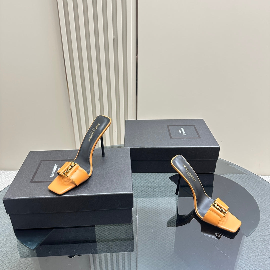 SL BABYLONE SLIDE PUMPS 115 MERIGOLD CALFSKIN - 35