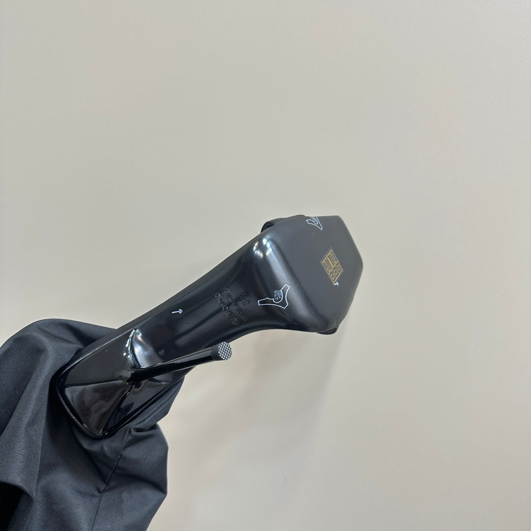 SL BABYLONE SLIDE PUMPS 115 BLACK CALFSKIN - 35