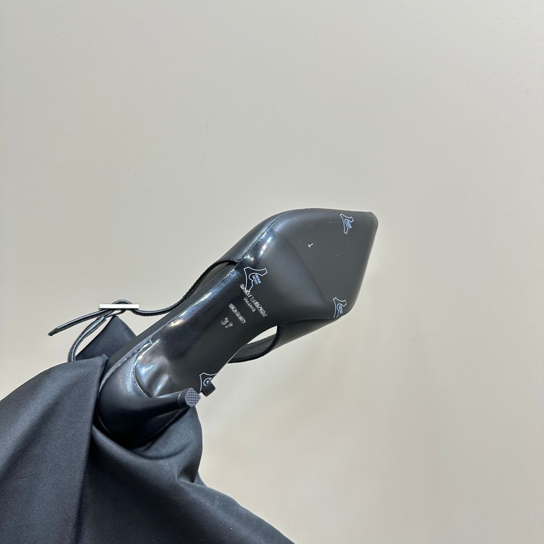 SL TRAPEZE SLINGBACK PUMP BLACK CALFSKIN - 35