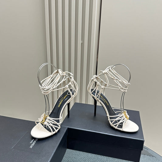 SL BABYLONE SANDALS 105 WHITE LAMBSKIN - 35