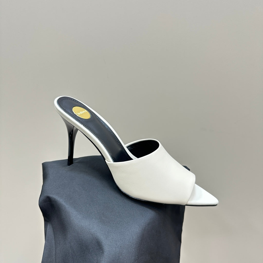 SL GOLDIE MULES WHITE CALFSKIN - 35