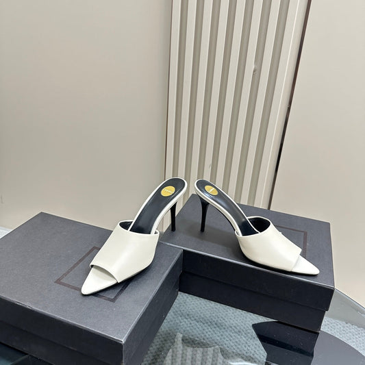 SL GOLDIE MULES WHITE CALFSKIN - 35