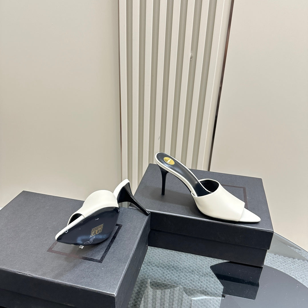 SL GOLDIE MULES WHITE CALFSKIN - 35
