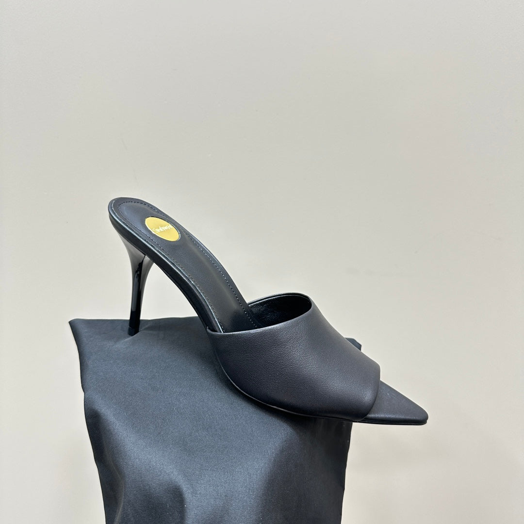 SL GOLDIE MULES BLACK CALFSKIN - 35