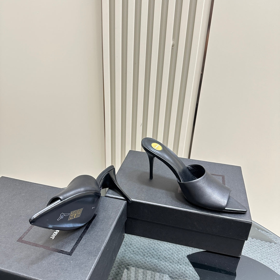 SL GOLDIE MULES BLACK CALFSKIN - 35