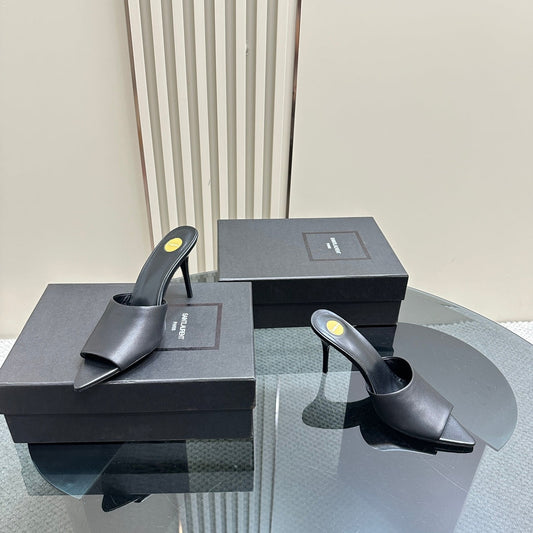 SL GOLDIE MULES BLACK CALFSKIN - 35