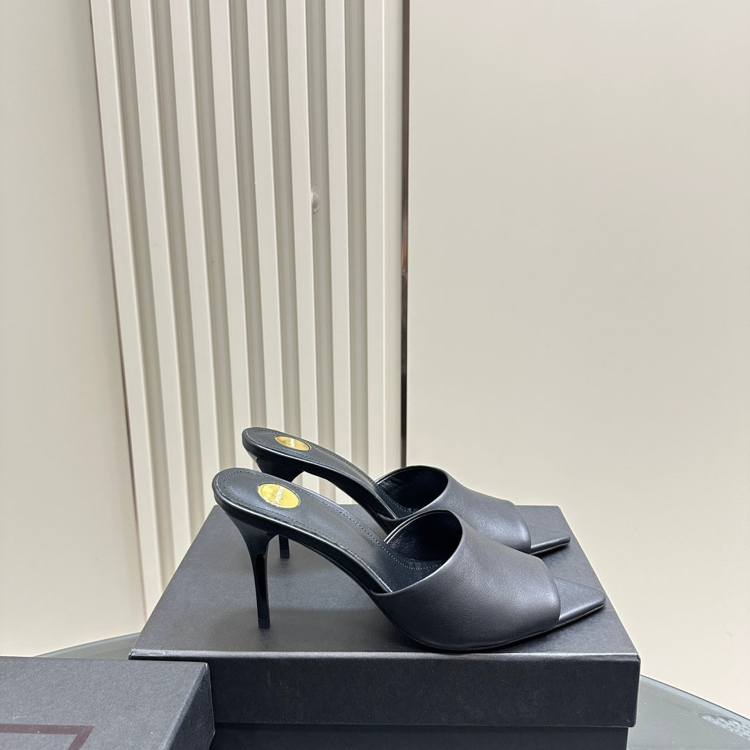 SL GOLDIE MULES BLACK CALFSKIN - 35
