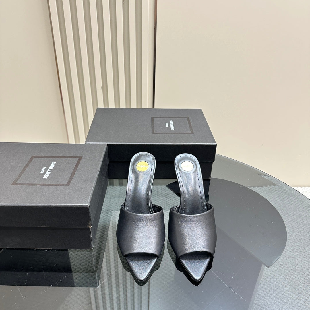 SL GOLDIE MULES BLACK CALFSKIN - 35