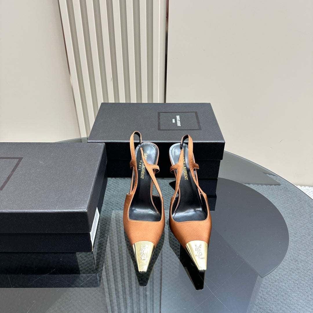 SL JEANNE SLINGBACK PUMPS TANGERINE SATIN - 35