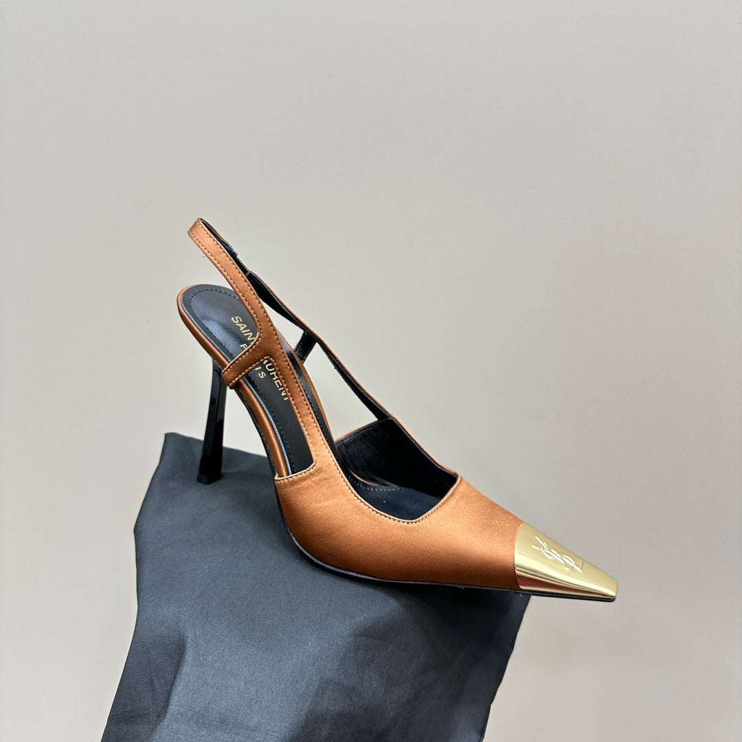 SL JEANNE SLINGBACK PUMPS TANGERINE SATIN - 35