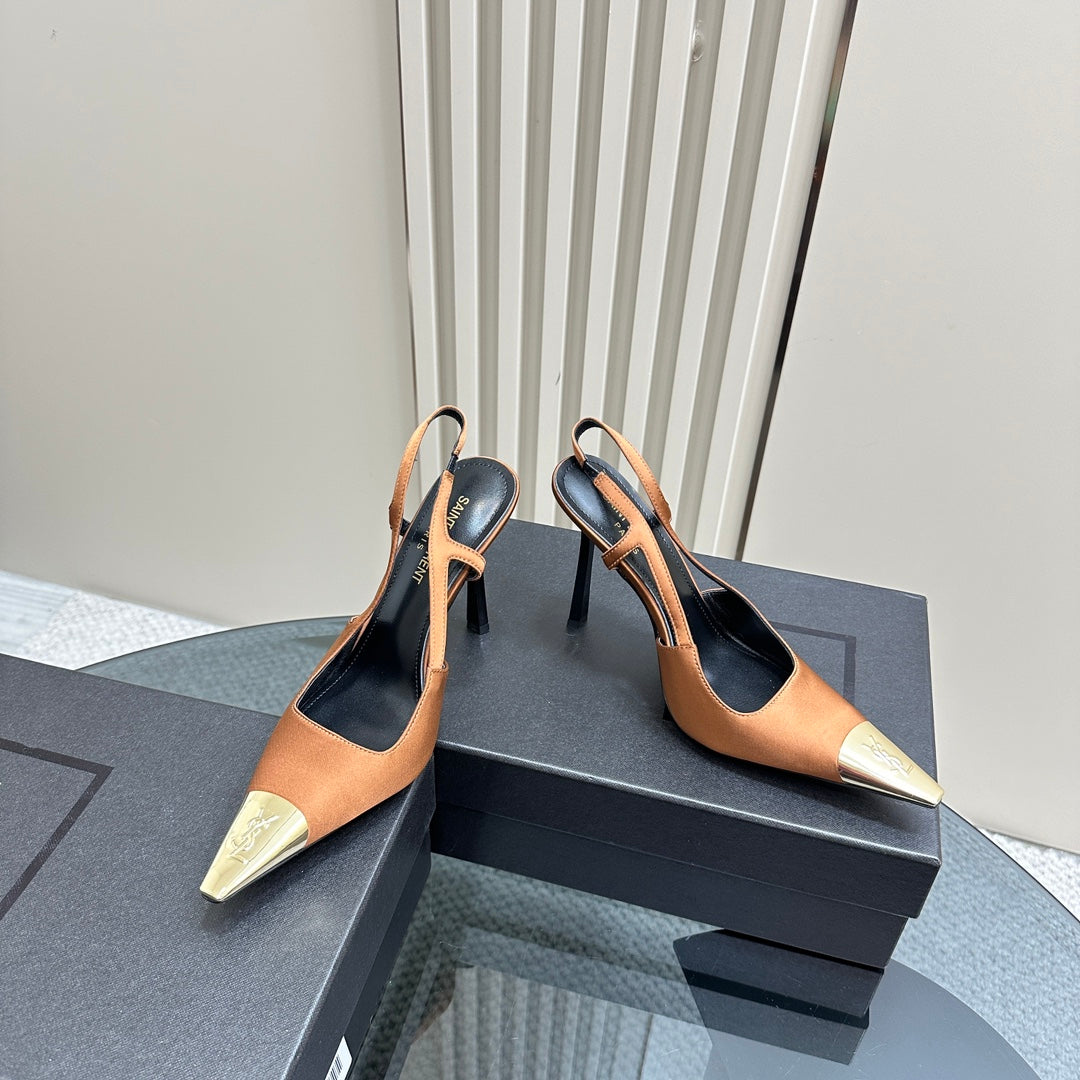 SL JEANNE SLINGBACK PUMPS TANGERINE SATIN - 35