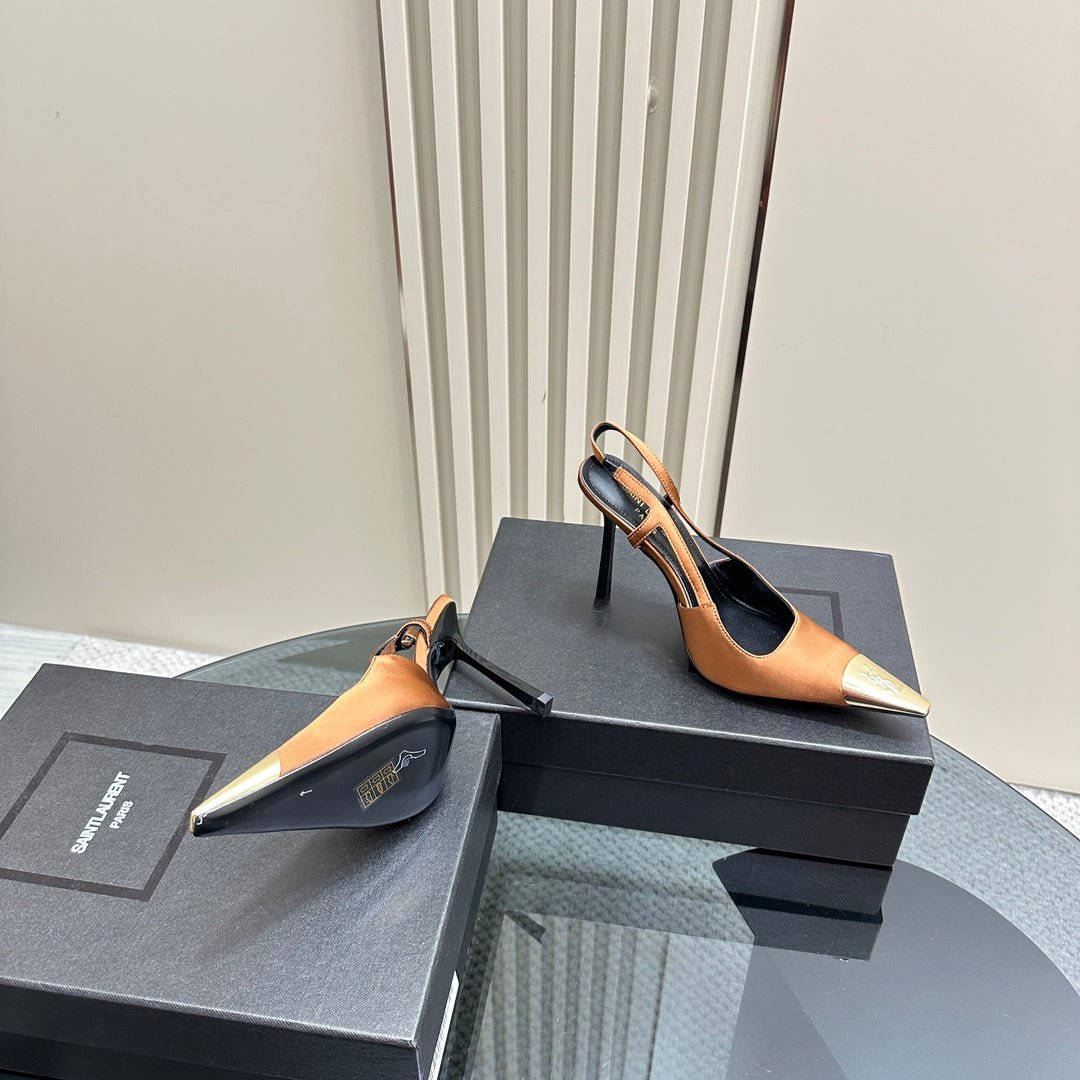 SL JEANNE SLINGBACK PUMPS TANGERINE SATIN - 35
