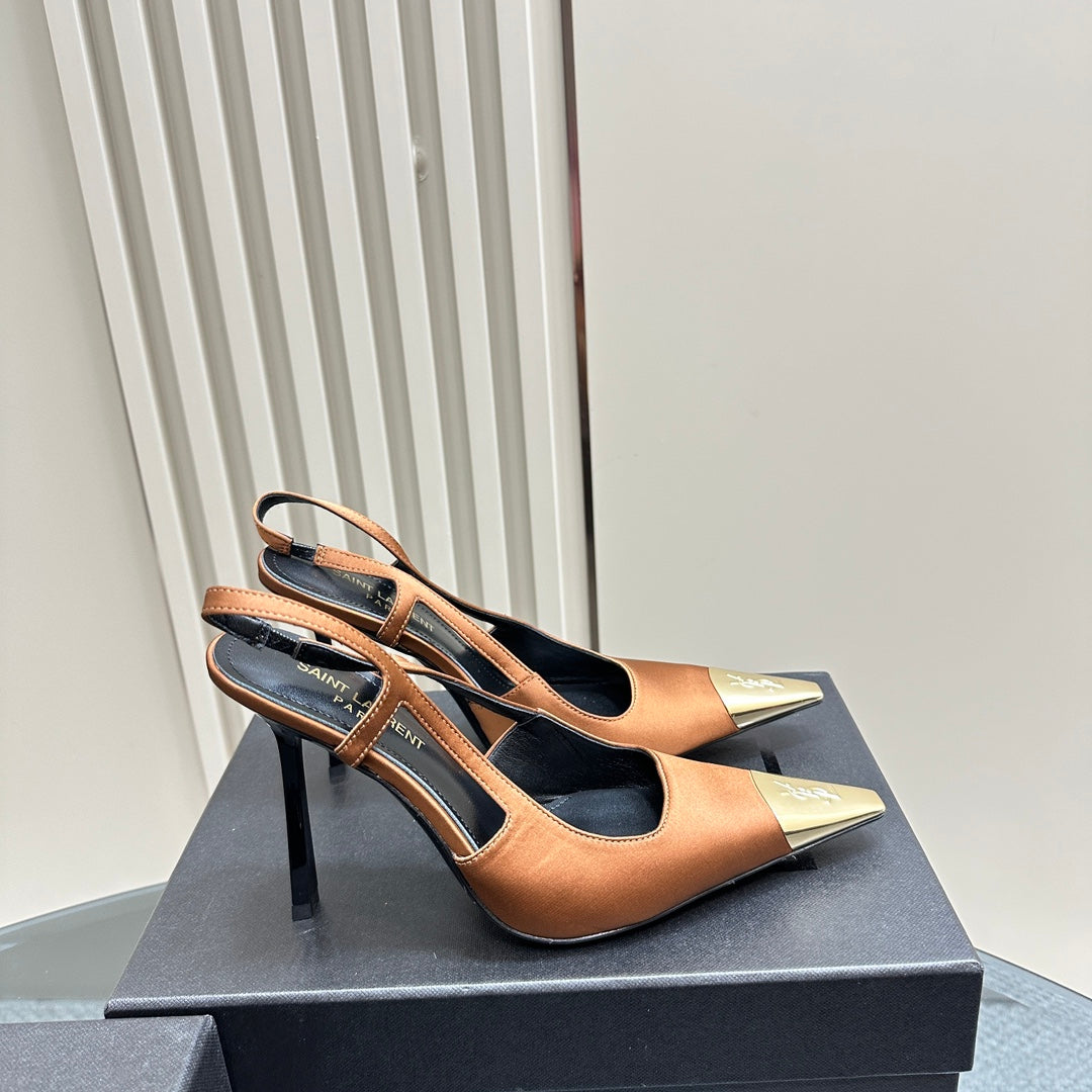 SL JEANNE SLINGBACK PUMPS TANGERINE SATIN - 35