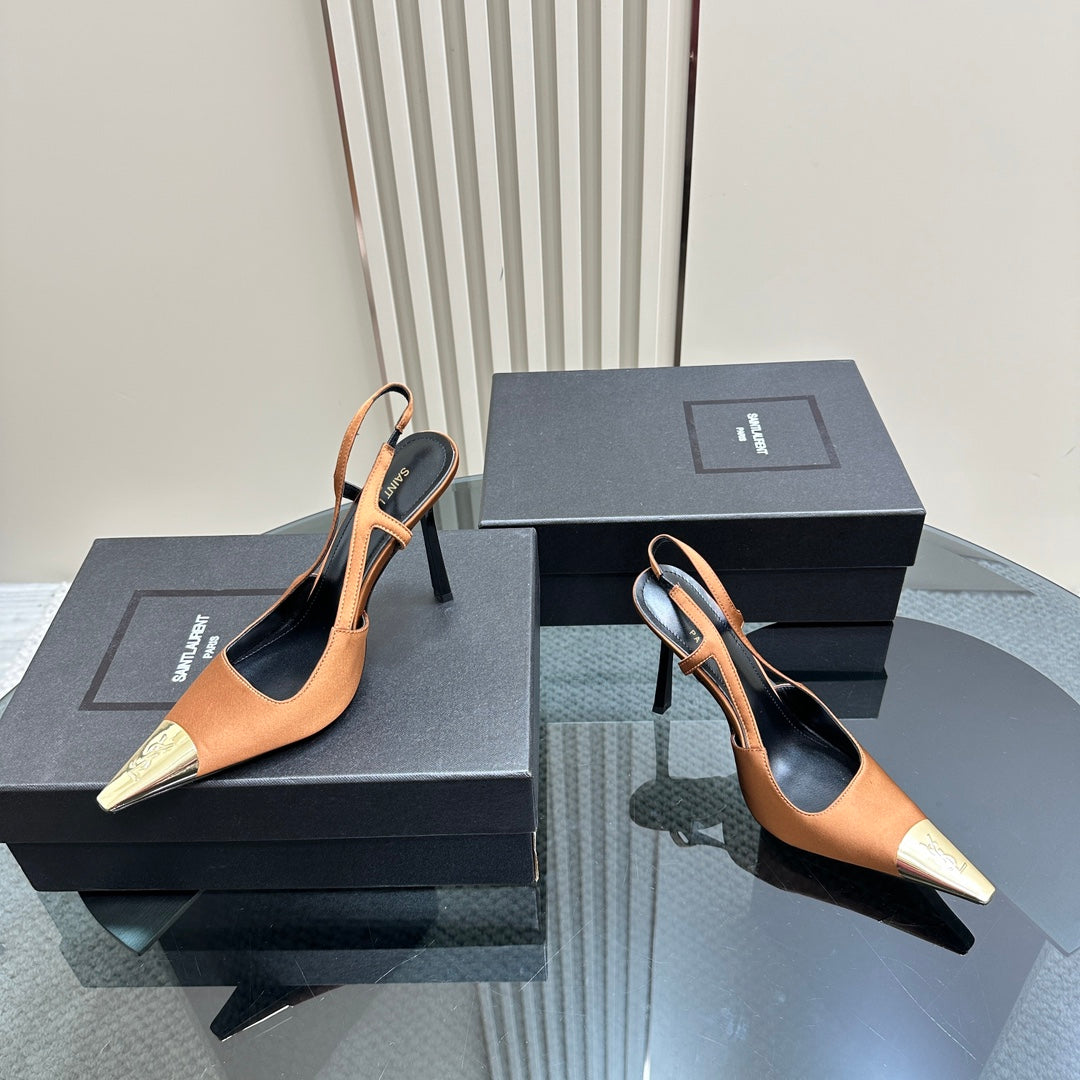 SL JEANNE SLINGBACK PUMPS TANGERINE SATIN - 35