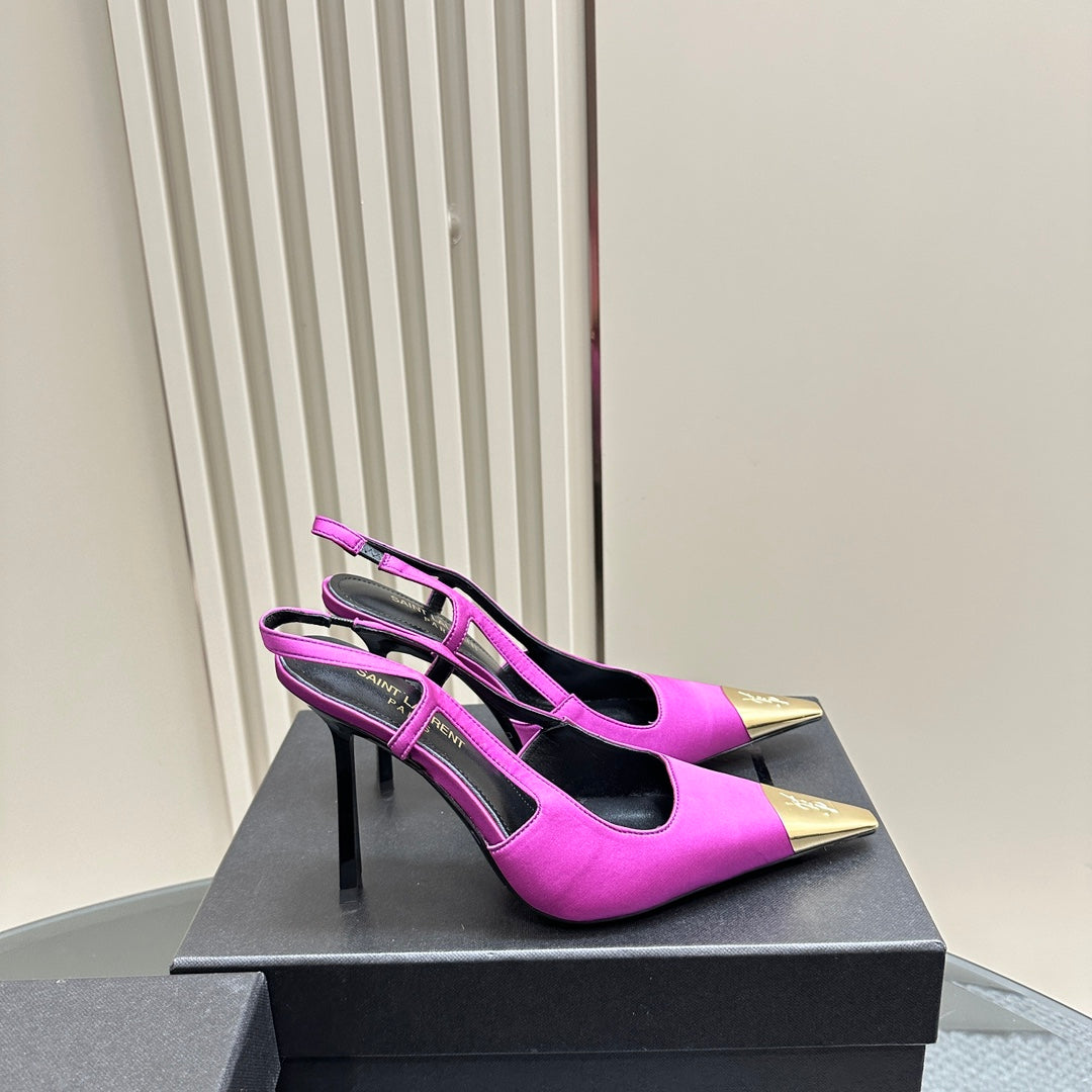 SL JEANNE SLINGBACK PUMPS NEON PINK SATIN - 35