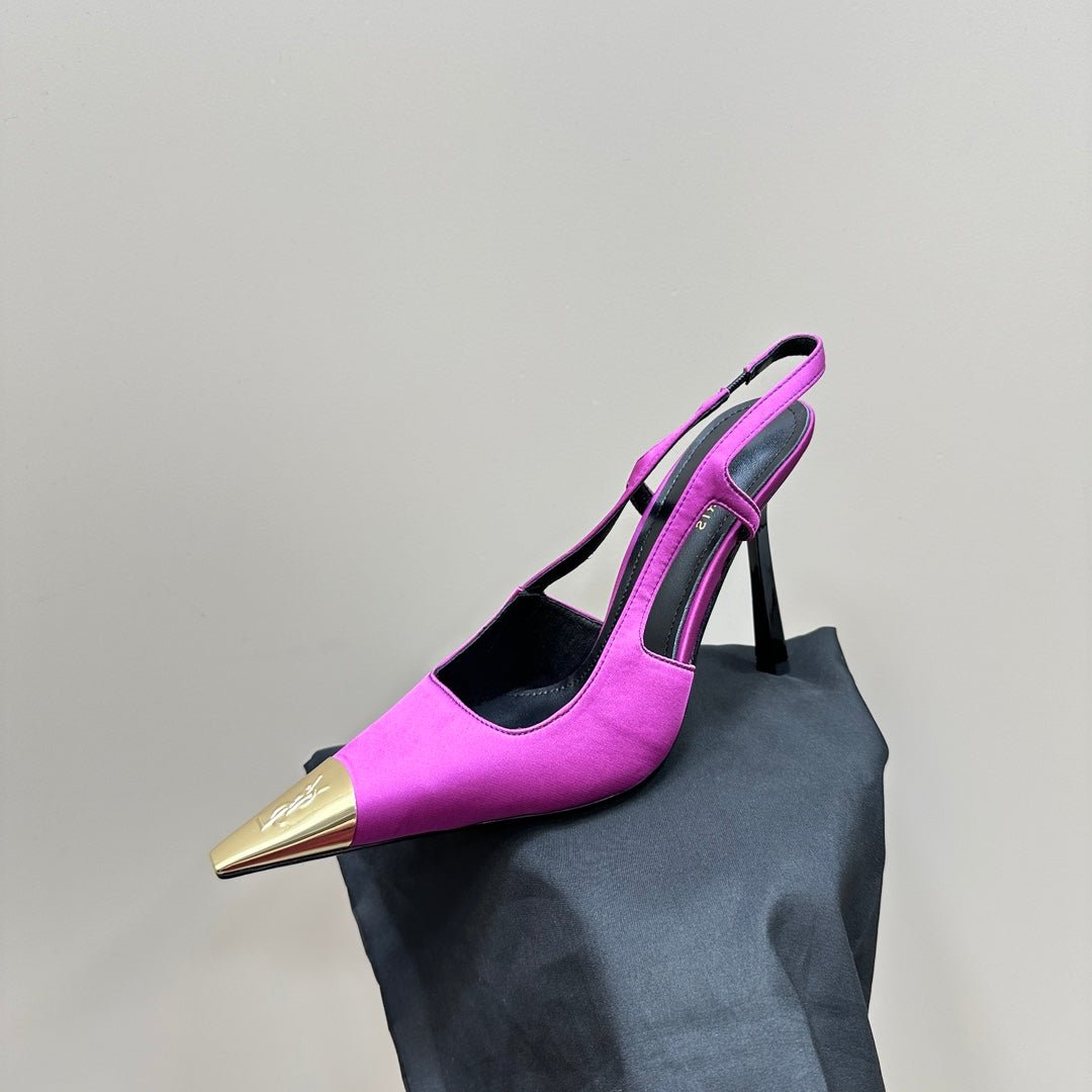SL JEANNE SLINGBACK PUMPS NEON PINK SATIN - 35