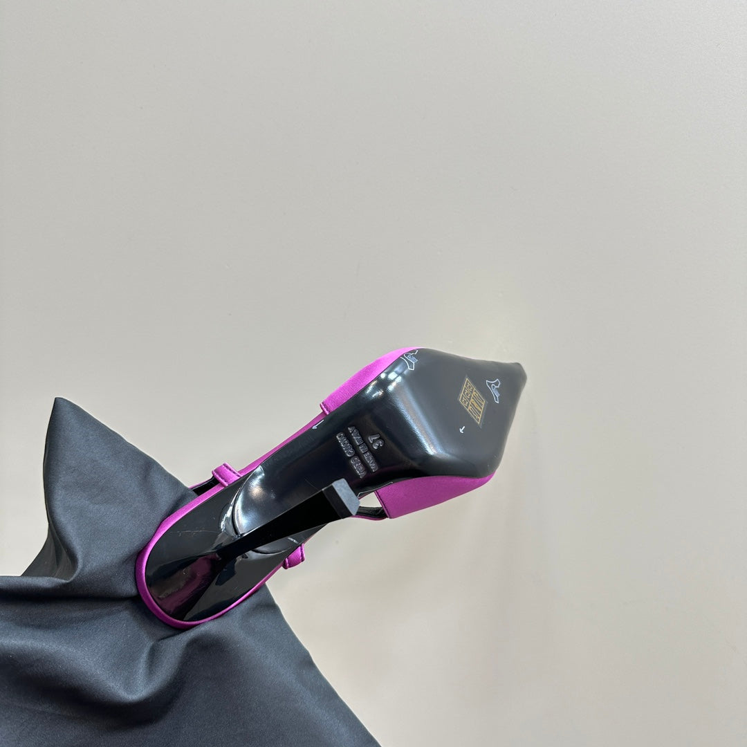 SL JEANNE SLINGBACK PUMPS NEON PINK SATIN - 35