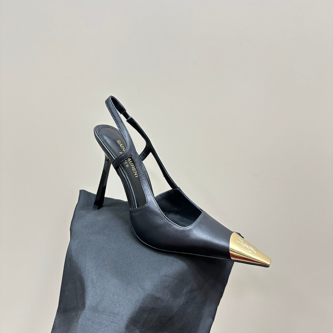 SL JEANNE SLINGBACK PUMPS BLACK CALFSKIN - 35