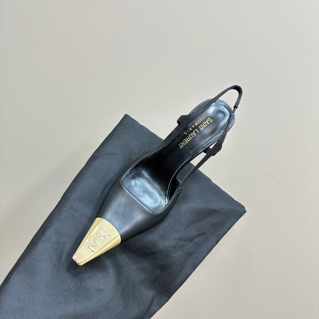 SL JEANNE SLINGBACK PUMPS BLACK CALFSKIN - 35