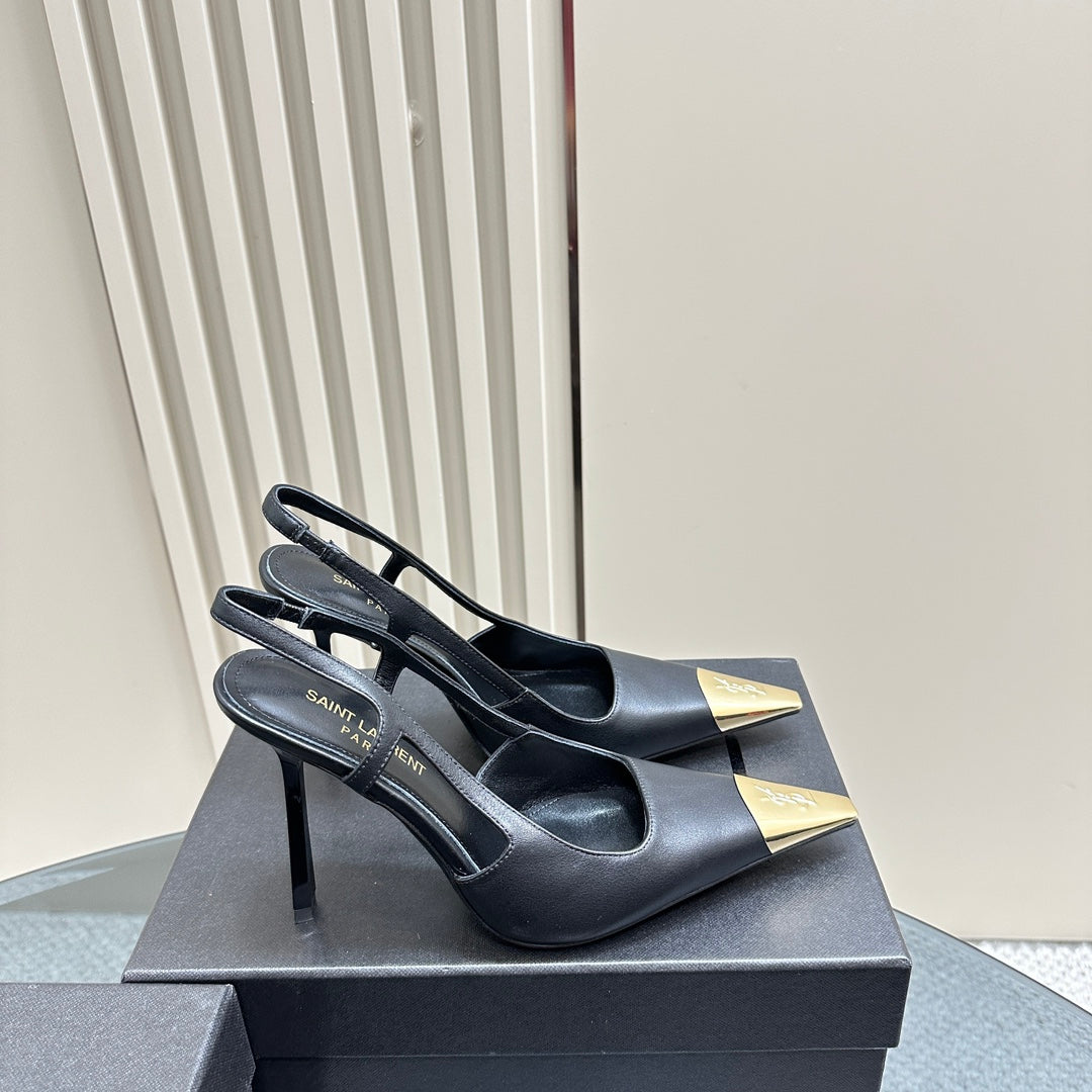 SL JEANNE SLINGBACK PUMPS BLACK CALFSKIN - 35