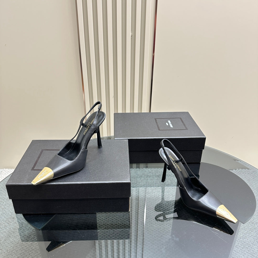 SL JEANNE SLINGBACK PUMPS BLACK CALFSKIN - 35