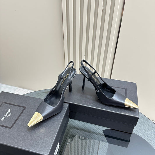 SL JEANNE SLINGBACK PUMPS BLACK CALFSKIN - 35