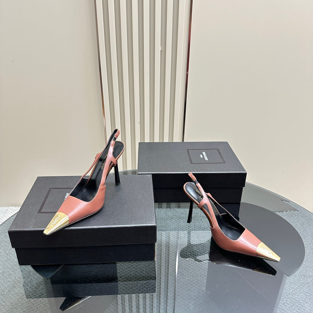 SL JEANNE SLINGBACK PUMPS RUST CALFSKIN - 35