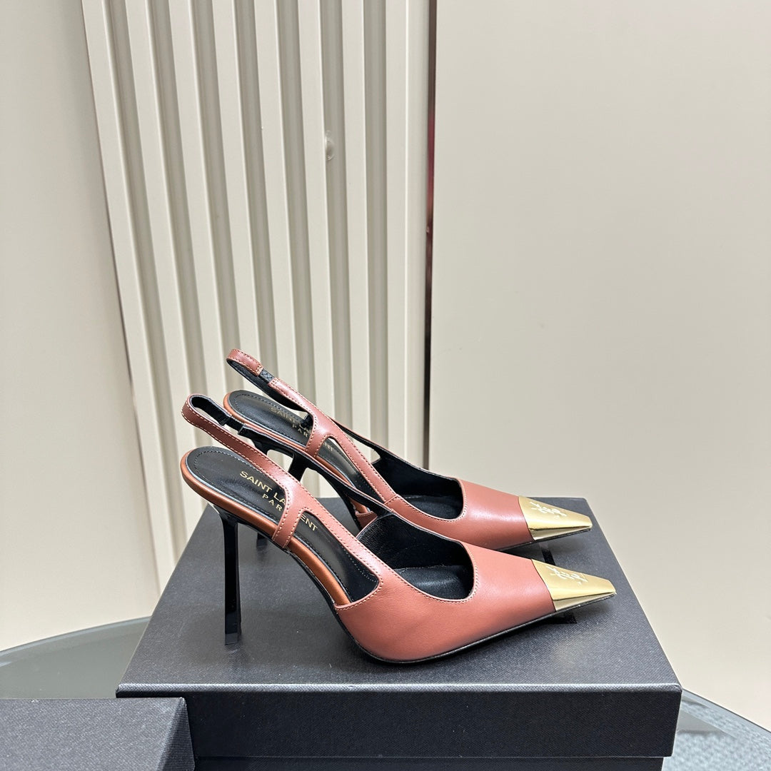 SL JEANNE SLINGBACK PUMPS BRICK CALFSKIN - 35