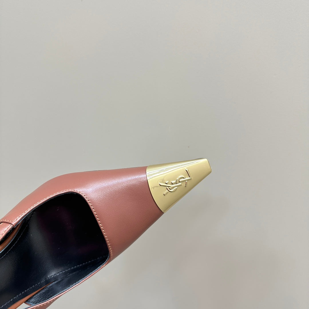 SL JEANNE SLINGBACK PUMPS BRICK CALFSKIN - 35