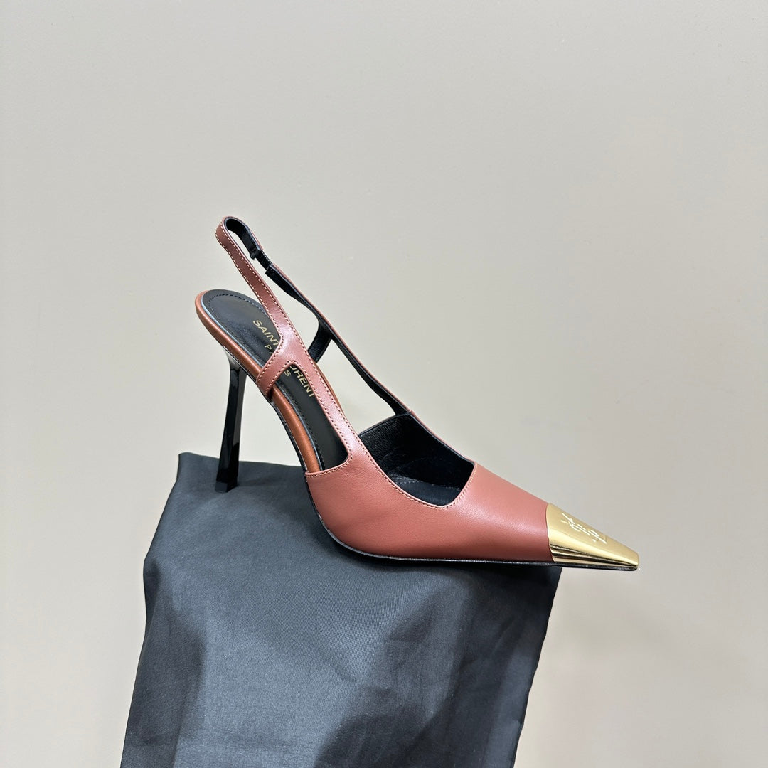 SL JEANNE SLINGBACK PUMPS RUST CALFSKIN - 35