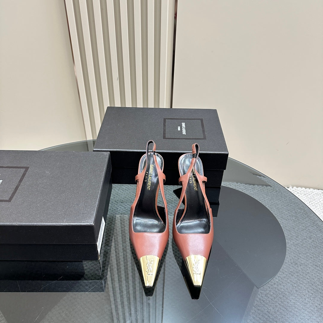 SL JEANNE SLINGBACK PUMPS RUST CALFSKIN - 35