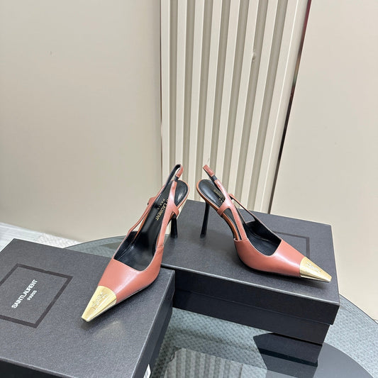 SL JEANNE SLINGBACK PUMPS BRICK CALFSKIN - 35