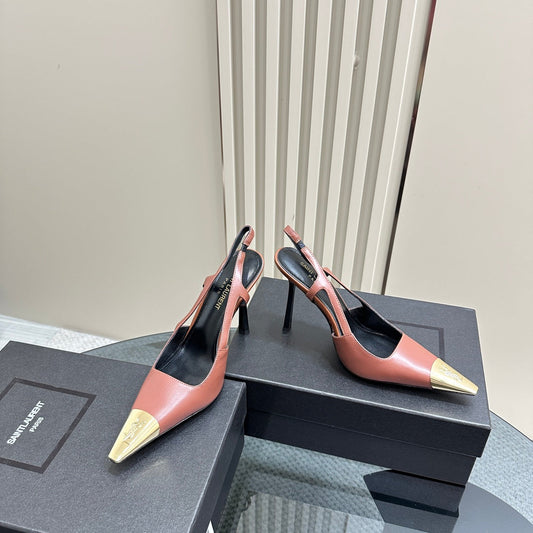 SL JEANNE SLINGBACK PUMPS RUST CALFSKIN - 35